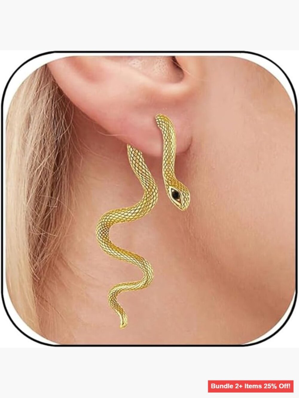 Stainless Steel Snake Stud Earrings Gothic Punk Biker Party Jewelry